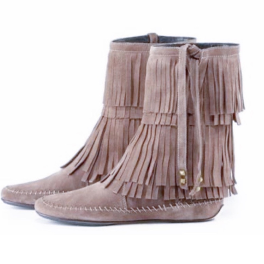 Juicy Couture Tara Moccasin Fringe Boots